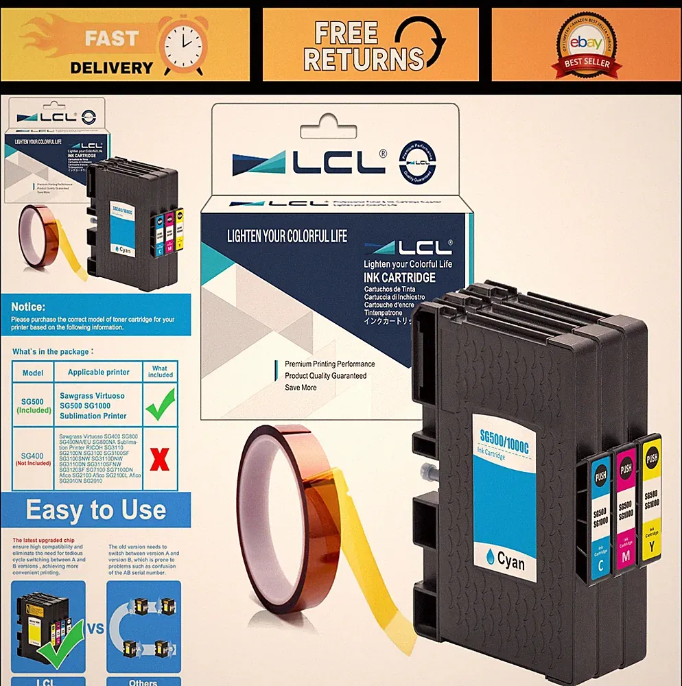 Sawgrass Virtuoso SG500 SG1000 Sublimation Ink Cartridge 3-Pack CMY